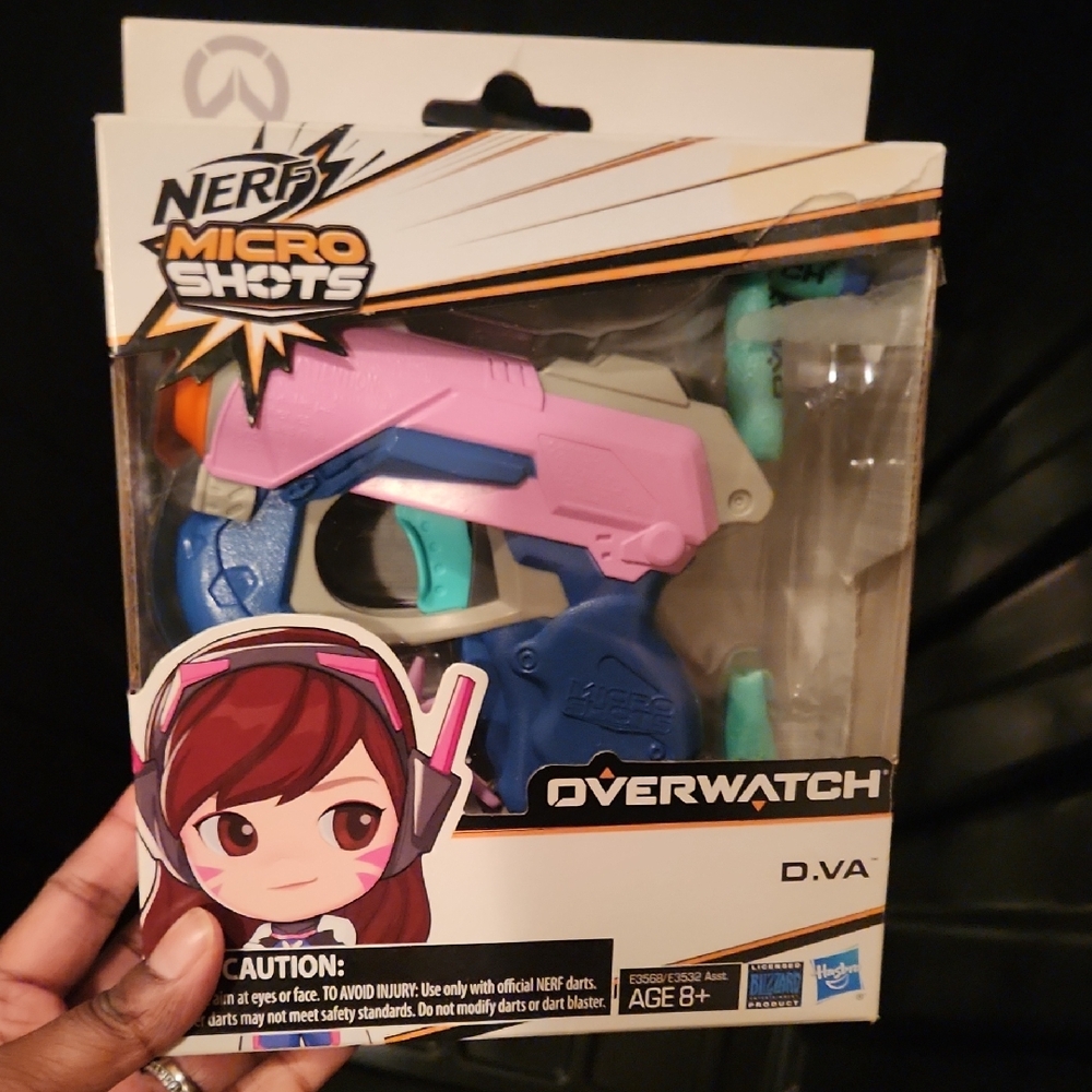 Nerf Overwatch D.Va Micro Shots Blaster in Pink and Blue - NEW